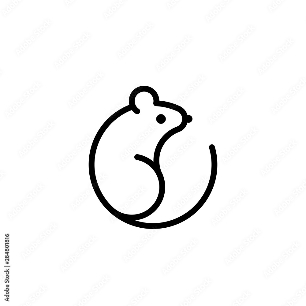 Flat vector mouse silhouette icon logo isolated Flat vector mouse silhouette icon logo isolated