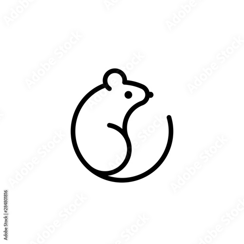 Flat vector mouse silhouette icon logo isolated