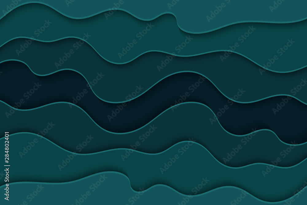 Fototapeta premium Background with blue waves. Abstract wavy blue paper background.