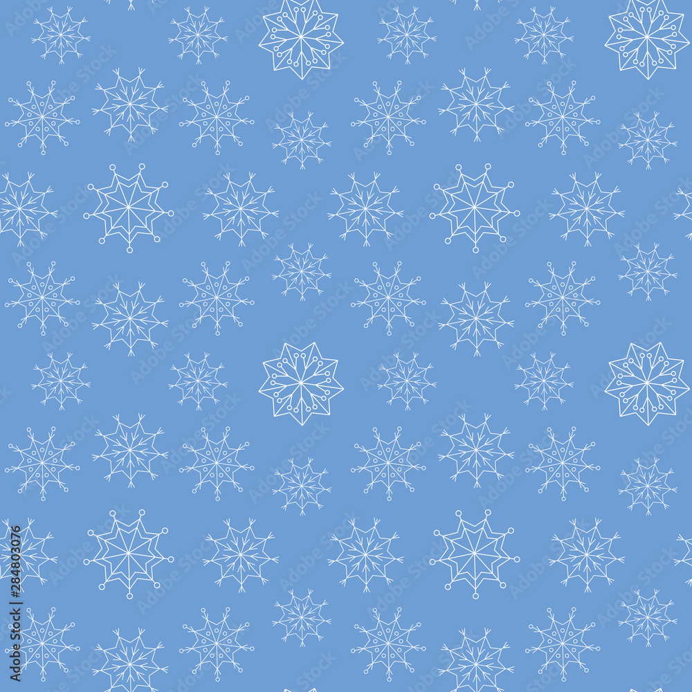 Snowflake seamless pattern. White and light blue New year and Christmas ornament. Vector illustration usable for wrapping paper, posters, invitations, greeting cards, banners Snowflake seamless pattern. White and light blue New year and Christmas ornament. Vector illustration usable for wrapping paper, posters, invitations, greeting cards, banners