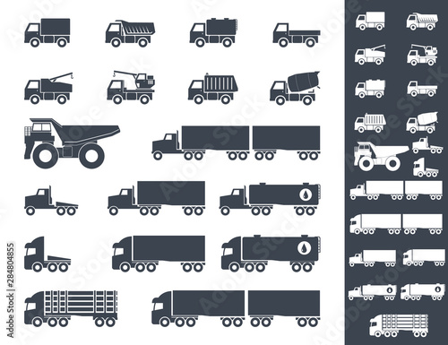 Trucks icons set	
