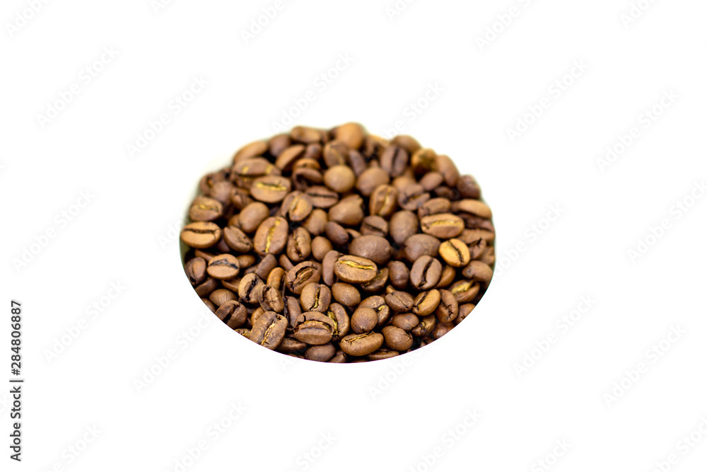 coffee beans on a white background place for text background