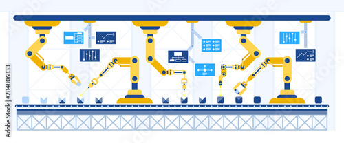 Conveyor belt automation flat vector illustration