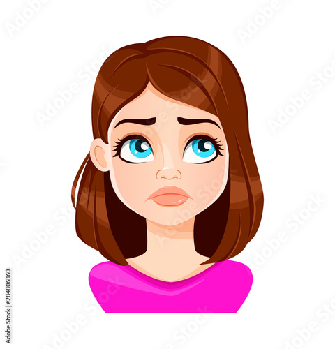 Face expression of beautiful woman, disappointed