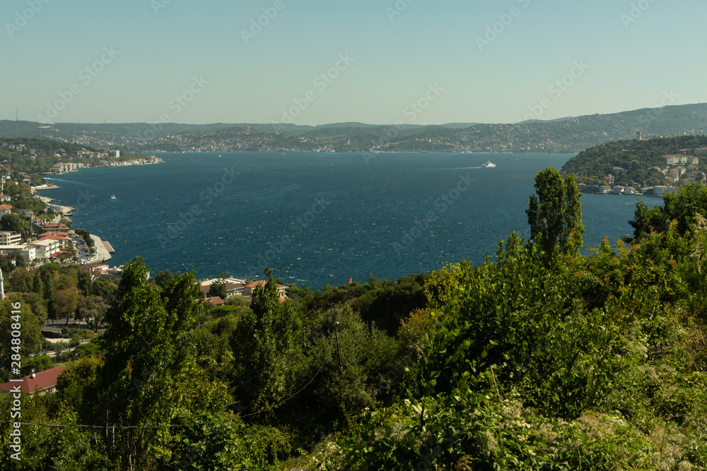 view of a curve in the Bosphorus strait in Istanbul