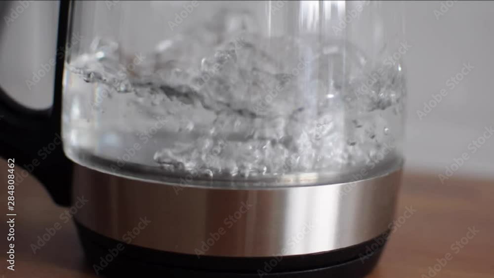 Close up of teapot boil and automatic turn off Close up of teapot boil and automatic turn off
