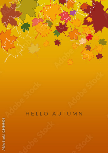 Autumn sale background  layout decorate with leaves of autumn. Poster and frame leaflet or web banner. Vertical vector template.