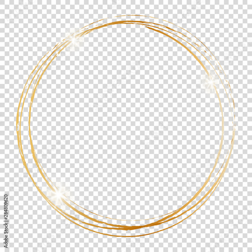 gold round frame on transparent background
