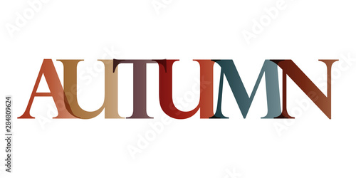 The word Autumn. Vector banner with the text colored in brown.