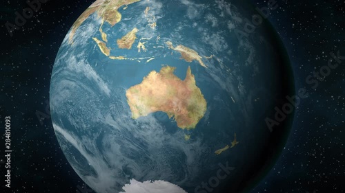 Planet Earth, zooming in on the Australian continent.