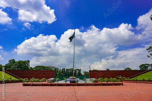 National Flag of Bangladesh. The flame is eternal, Freedom Square, Shabagh-Dhaka-Bangladesh photo