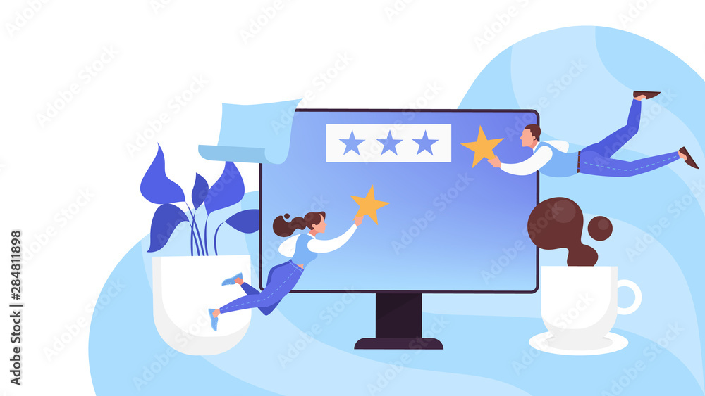 People rate a product online concept. Customer review