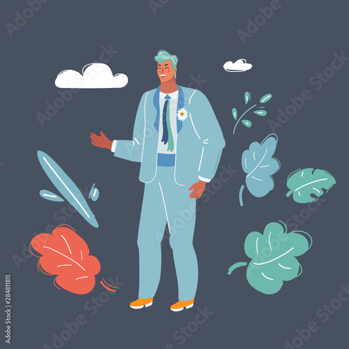 Groom character on dark.