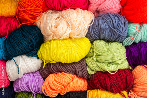 Colorful of Yarn Wool in a Fabric Shop