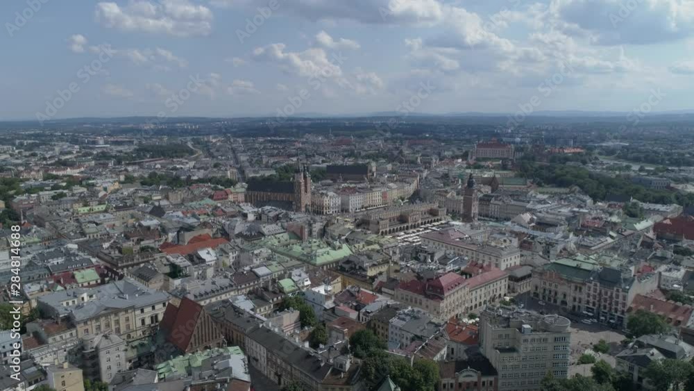 Aerial view of Krakow city, Poland. Residential area in city center. 4K Aerial view of Krakow city, Poland. Residential area in city center. 4K