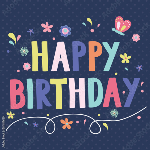 Photography Happy birthday card with colorful design, vector illustration