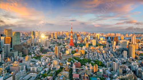 Panorama view of Tokyo city skyline and Tokyo Tower building in Japan © f11photo