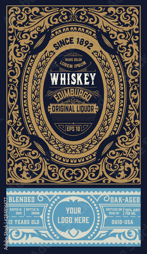 Whiskey label for packing.  layered