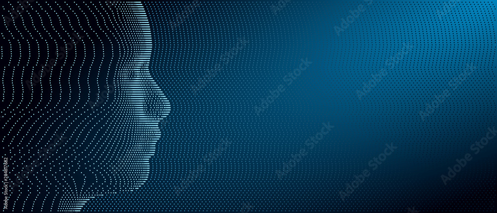 Side view of dotted face background - obrazy, fototapety, plakaty 