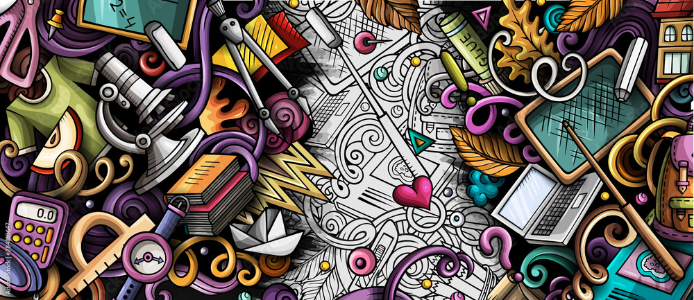 Cartoon cute colorful hand drawn doodles School background Stock Illustration | Adobe Stock Cartoon cute colorful hand drawn doodles School background Stock Illustration | Adobe Stock