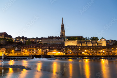 Night view of Bern and Aare River, Siwtzerland