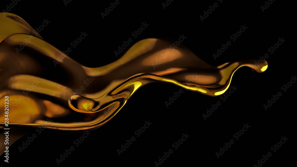 Splash of gold fluid. 3d illustration, 3d rendering. Splash of gold fluid. 3d illustration, 3d rendering.