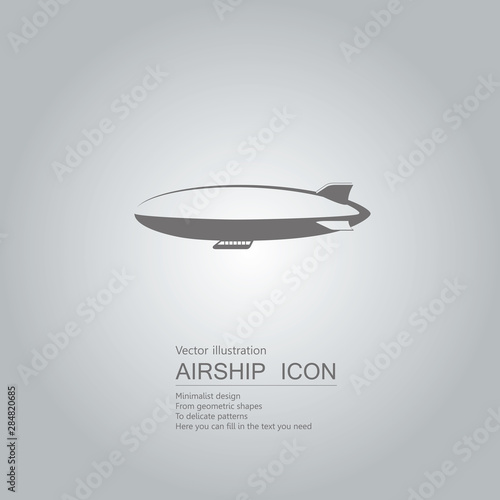 Vector drawn airship. The background is a gray gradient.