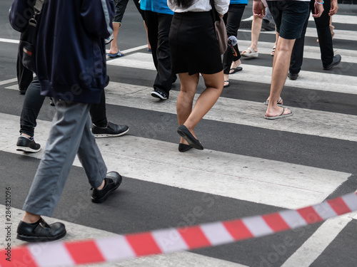 people walking on pedestrian walking © wachiwit