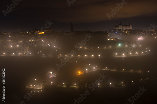 Views of the beautiful city of Toledo (Spain) bathed in fog