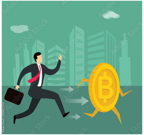 Baht, coin Running With Businessman,