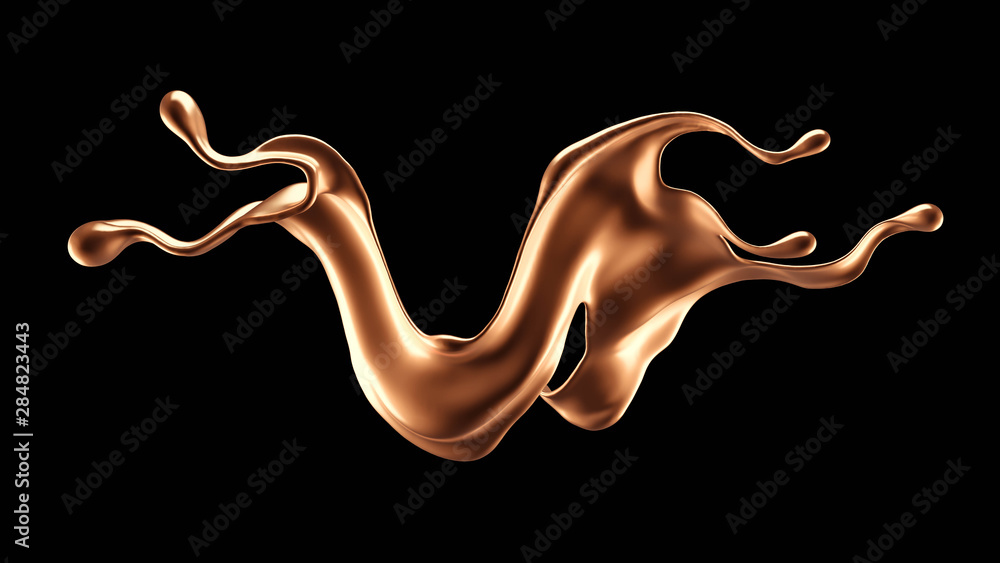 Fototapeta premium Splash of gold fluid. 3d illustration, 3d rendering.