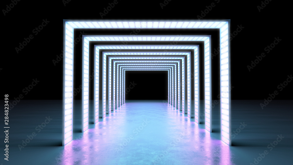 abstract minimal background glowing lines tunnel neon lights 3d render abstract minimal background glowing lines tunnel neon lights 3d render