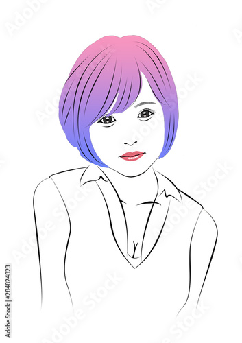 首をかしげる女性