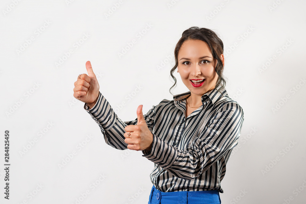 Thumb up. Business woman isolated white background Thumb up. Business woman isolated white background