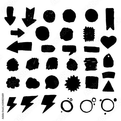 Set of circle blots in grunge style for stickers, badges. Sale stains for label, best price, discount.