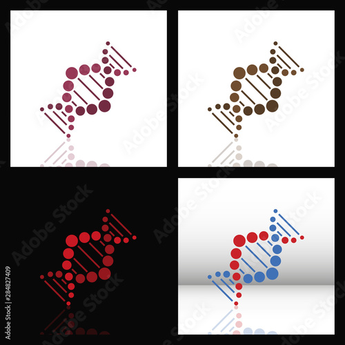 Set of DNA Helix Logo Template. Genetics Vector Design. Biological Illustration