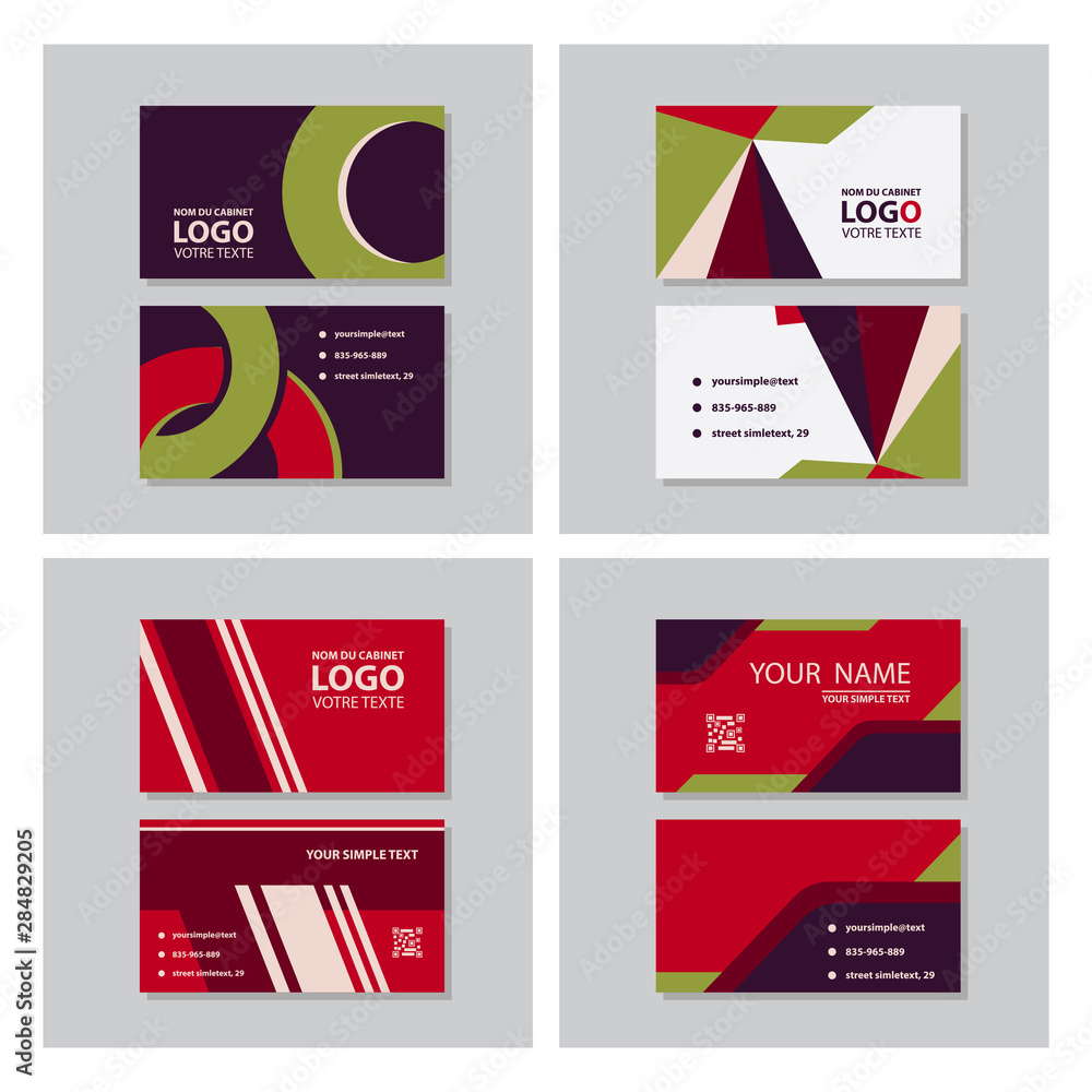 Set of vector modern creative and clean business card template. Flat design