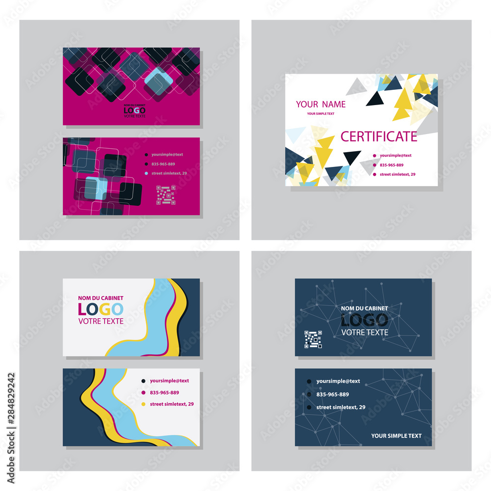 Fototapeta premium Set of vector modern creative and clean business card template. Flat design