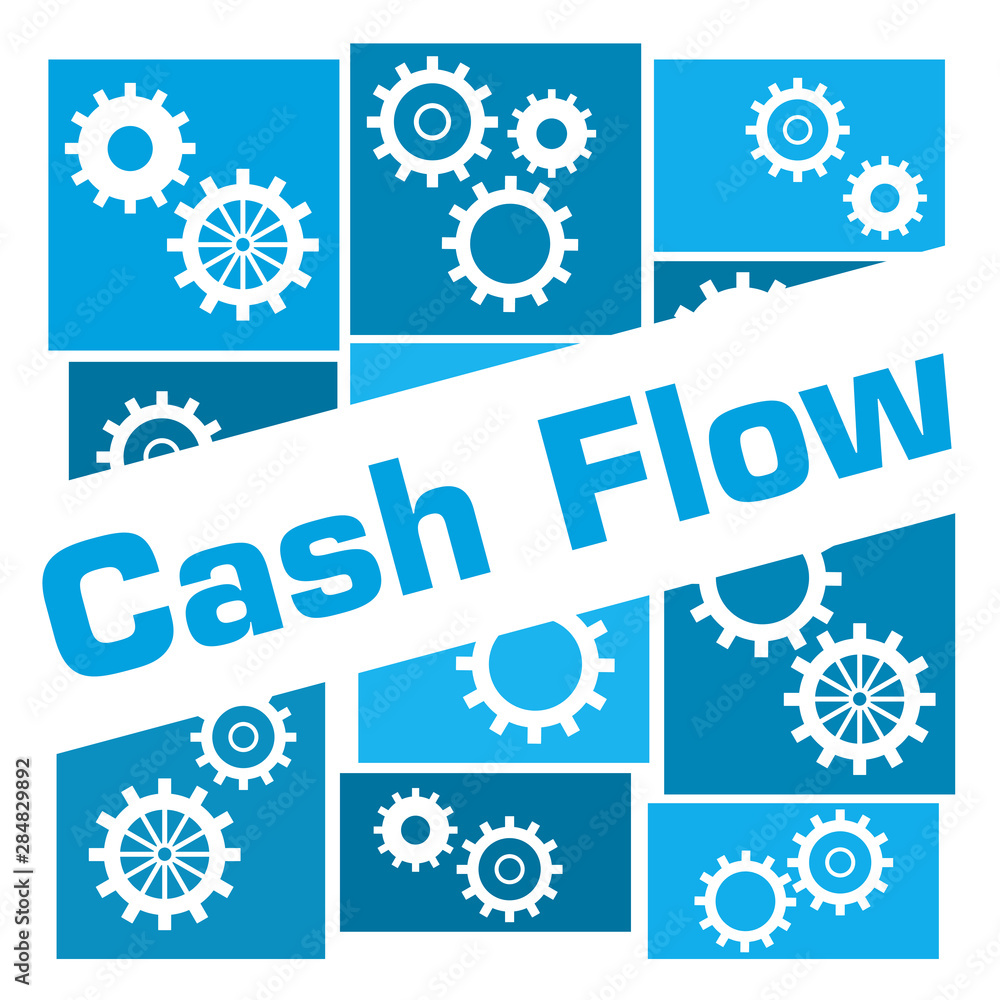 Cash Flow Blue Gears Grid Badge Style 
