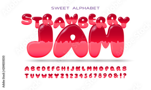 Jelly colorful alphabets. Tasty bright alphabet. Vector illustration.