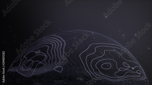 3D Topographic map background concept. Topo contour map. Rendering abstract illustration. Geography concept. Wavy backdrop. Space surface.