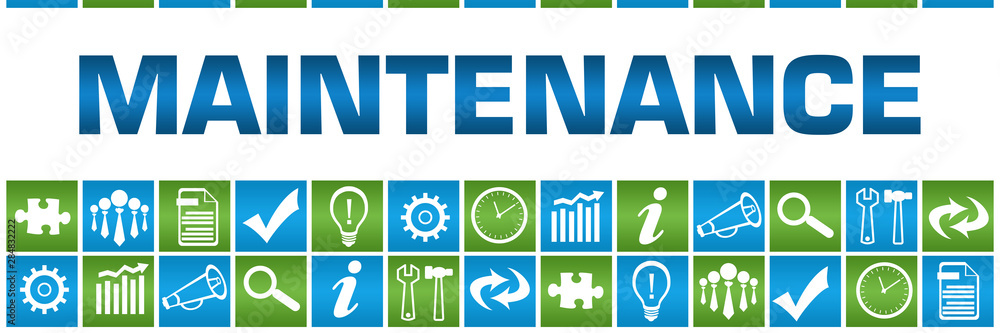 Maintenance Green Blue Box Grid Business Symbols Maintenance Green Blue Box Grid Business Symbols