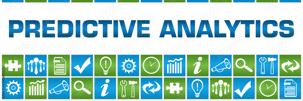 Predictive Analytics Green Blue Box Grid Business Symbols Predictive Analytics Green Blue Box Grid Business Symbols