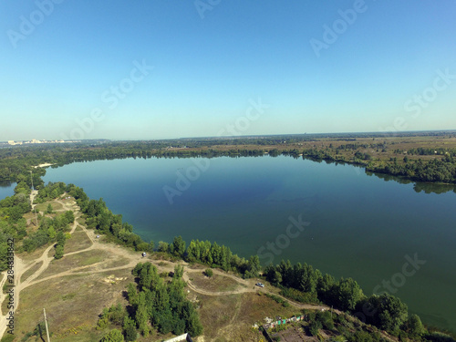 Aerial view of the saburb landscape (drone image). Near Kiev,Ukraine