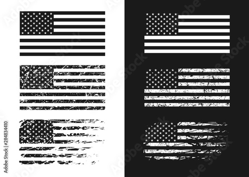 Black and white USA flags photo