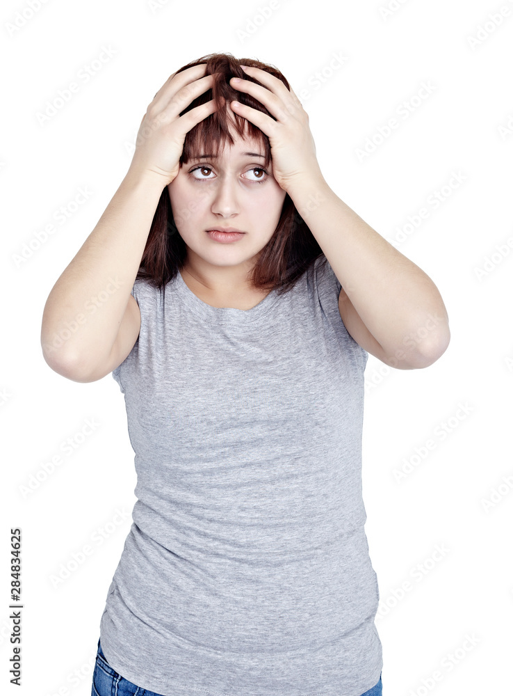 young girl with headache pain madicine health care young girl with headache pain madicine health care