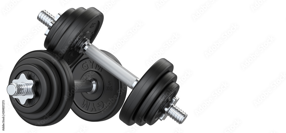 3d Illustration Of Bodybuilding Equipment And Dumbbells On A