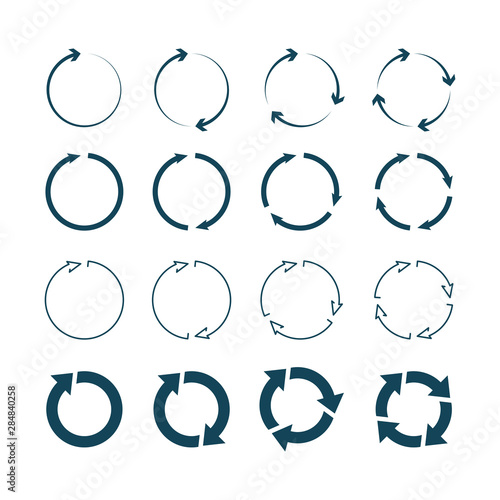Circle arrows. Right round arrows right pointing symbols vector icon collection. Illustration button circle graphic, turning, refresh arrow