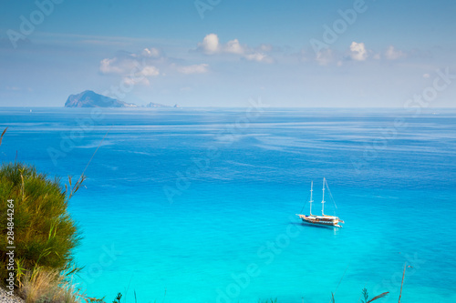 Turqoise Water on Lipary Island Shores , Aeolian Islands , Sicily, Italy. photo