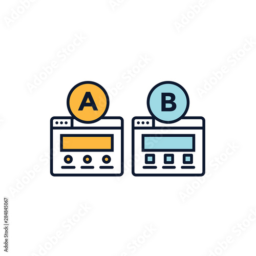 Testing, Trial, and Research Icon w A and B letters